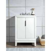 Water Creation Elizabeth 24" Single Sink Carrara White Marble Vanity in Pure White with Matching Mirror(s) and F2-0009-01-BX Lavatory Faucet(s) VEL024CWPW02 - Model Bath