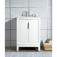 Water Creation Elizabeth 24" Single Sink Carrara White Marble Vanity in Pure White with Matching Mirror(s) and F2-0012-01-TL Lavatory Faucet(s) VEL024CWPW43 - Model Bath