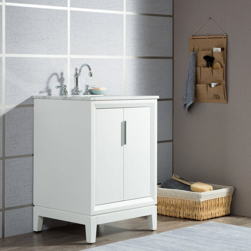 Water Creation Elizabeth 24" Single Sink Carrara White Marble Vanity in Pure White with Matching Mirror(s) and F2-0012-01-TL Lavatory Faucet(s) VEL024CWPW43 - Model Bath