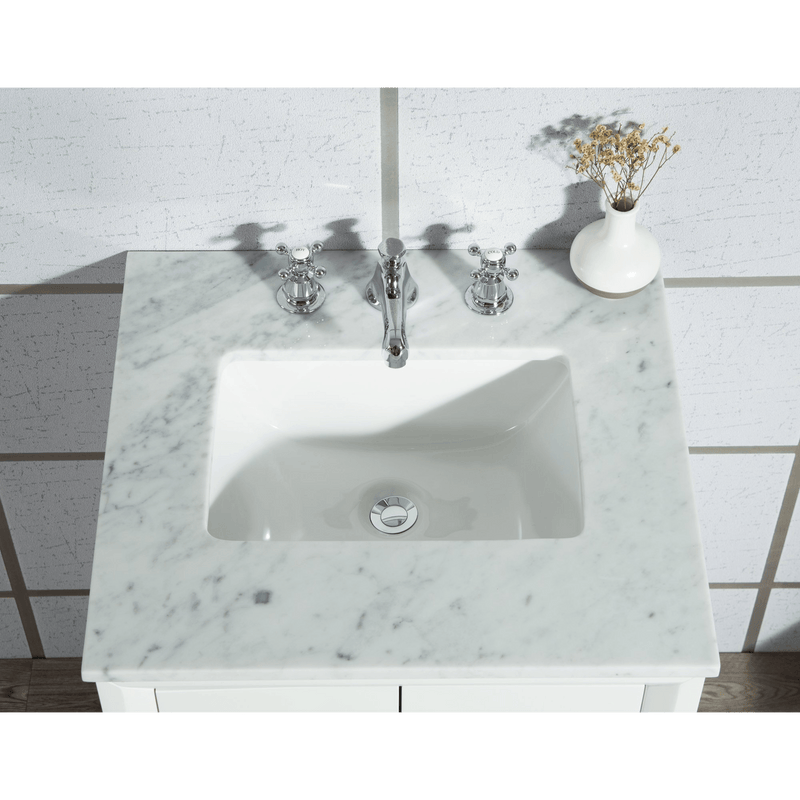 Water Creation Elizabeth 24" Single Sink Carrara White Marble Vanity in Pure White with Matching Mirror(s) VEL024CWPW01 - Model Bath