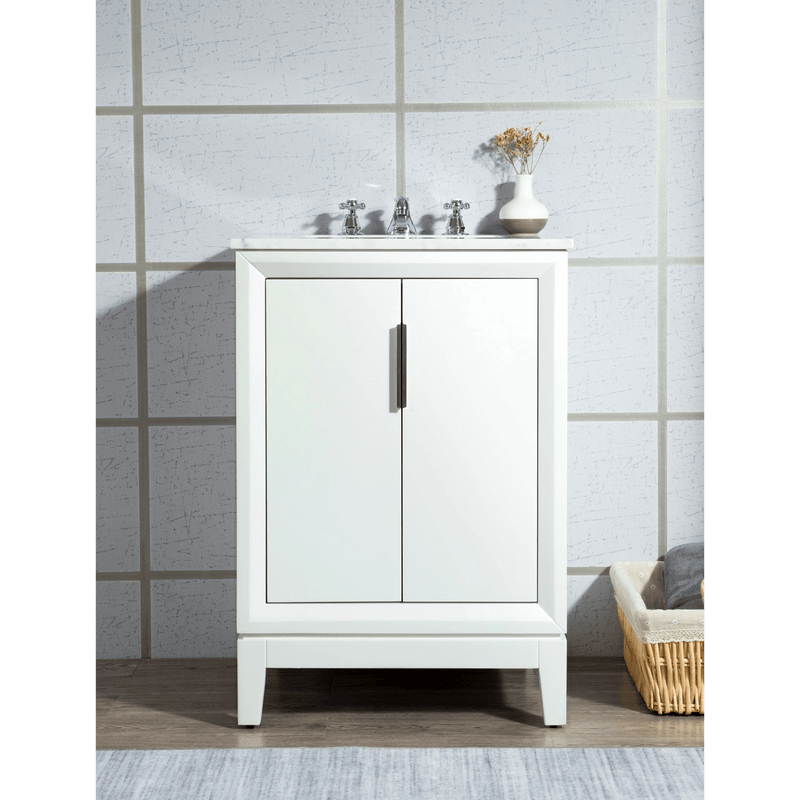 Water Creation Elizabeth 24" Single Sink Carrara White Marble Vanity in Pure White with Matching Mirror(s) VEL024CWPW01 - Model Bath