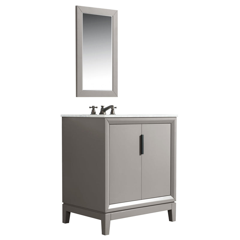 Water Creation Elizabeth 30" Single Sink Carrara White Marble Vanity in Cashmere Grey with F2-0009-03-BX Lavatory Faucet(s) VEL030CWCG12 - Model Bath