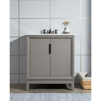 Water Creation Elizabeth 30" Single Sink Carrara White Marble Vanity in Cashmere Grey with F2-0009-03-BX Lavatory Faucet(s) VEL030CWCG12 - Model Bath
