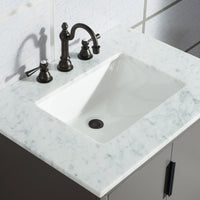 Water Creation Elizabeth 30" Single Sink Carrara White Marble Vanity in Cashmere Grey with F2-0012-03-TL Lavatory Faucet(s) VEL030CWCG27 - Model Bath