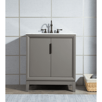 Water Creation Elizabeth 30" Single Sink Carrara White Marble Vanity in Cashmere Grey with F2-0012-03-TL Lavatory Faucet(s) VEL030CWCG27 - Model Bath
