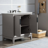 Water Creation Elizabeth 30" Single Sink Carrara White Marble Vanity in Cashmere Grey with Matching Mirror(s) VEL030CWCG01 - Model Bath
