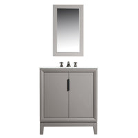 Water Creation Elizabeth 30" Single Sink Carrara White Marble Vanity in Cashmere Grey with Matching Mirror(s) VEL030CWCG01 - Model Bath