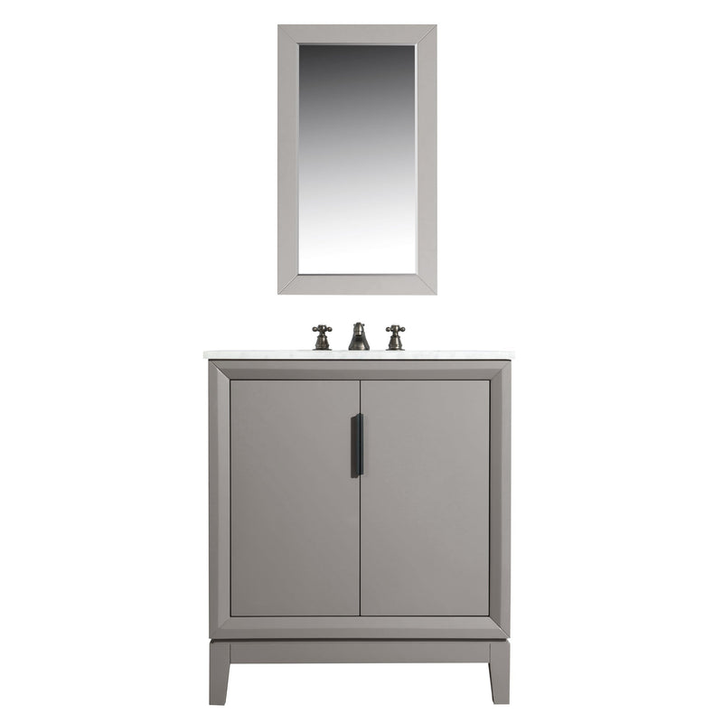 Water Creation Elizabeth 30" Single Sink Carrara White Marble Vanity in Cashmere Grey with Matching Mirror(s) VEL030CWCG01 - Model Bath