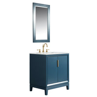 Water Creation Elizabeth 30" Single Sink Carrara White Marble Vanity in Monarch Blue with F2-0012-06-TL Lavatory Faucet(s) VEL030CWMB37 - Model Bath