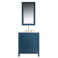 Water Creation Elizabeth 30" Single Sink Carrara White Marble Vanity in Monarch Blue with F2-0012-06-TL Lavatory Faucet(s) VEL030CWMB37 - Model Bath