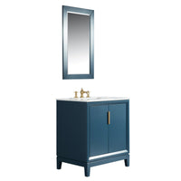 Water Creation Elizabeth 30" Single Sink Carrara White Marble Vanity in Monarch Blue with F2-0013-06-FX Lavatory Faucet(s) VEL030CWMB42 - Model Bath