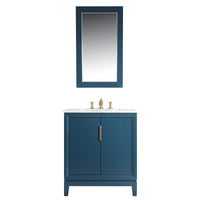 Water Creation Elizabeth 30" Single Sink Carrara White Marble Vanity in Monarch Blue with F2-0013-06-FX Lavatory Faucet(s) VEL030CWMB42 - Model Bath