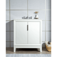Water Creation Elizabeth 30" Single Sink Carrara White Marble Vanity in Pure White with F2-0009-01-BX Lavatory Faucet(s) VEL030CWPW07 - Model Bath