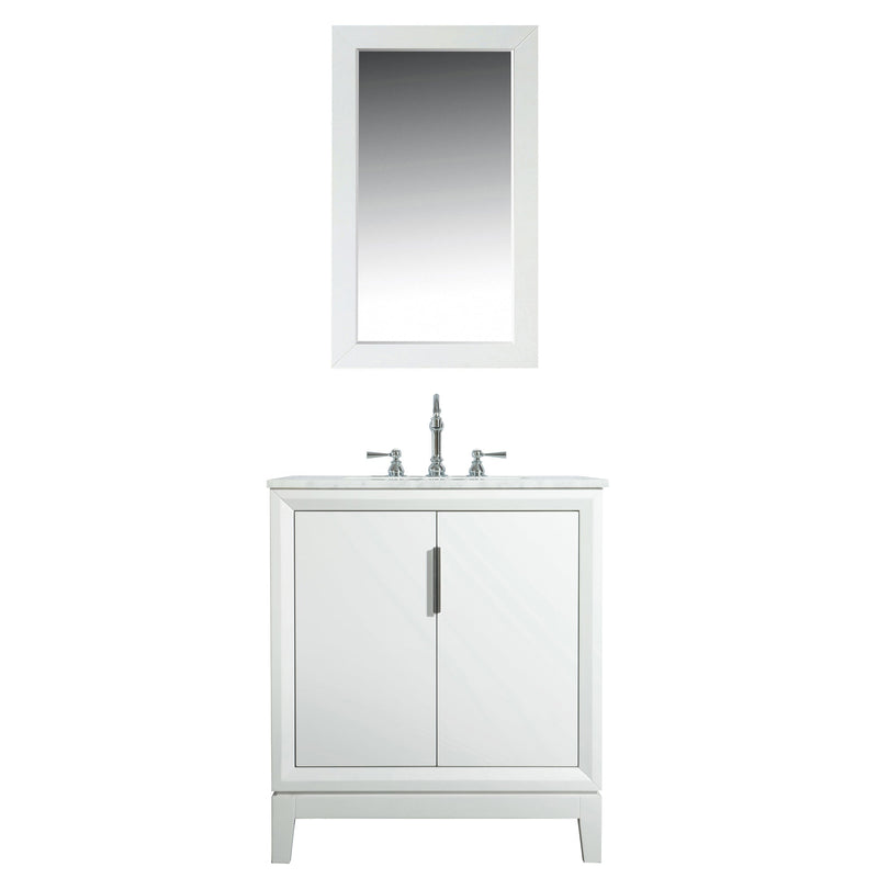 Water Creation Elizabeth 30" Single Sink Carrara White Marble Vanity in Pure White with F2-0012-01-TL Lavatory Faucet(s) VEL030CWPW47 - Model Bath