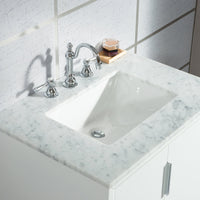 Water Creation Elizabeth 30" Single Sink Carrara White Marble Vanity in Pure White with F2-0012-01-TL Lavatory Faucet(s) VEL030CWPW47 - Model Bath