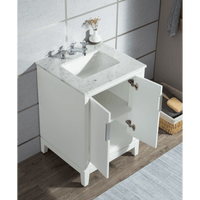 Water Creation Elizabeth 30" Single Sink Carrara White Marble Vanity in Pure White with Matching Mirror(s) VEL030CWPW01 - Model Bath