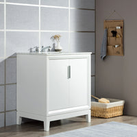Water Creation Elizabeth 30" Single Sink Carrara White Marble Vanity in Pure White with Matching Mirror(s) VEL030CWPW01 - Model Bath