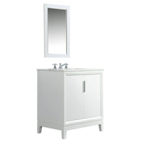 Water Creation Elizabeth 30" Single Sink Carrara White Marble Vanity in Pure White with Matching Mirror(s) VEL030CWPW01 - Model Bath