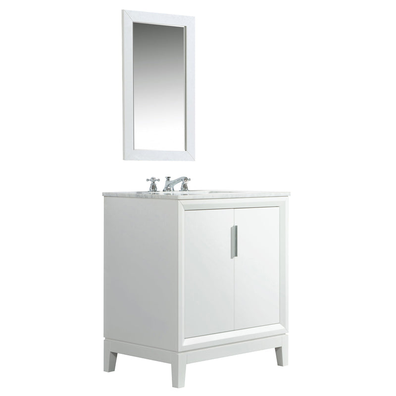 Water Creation Elizabeth 30" Single Sink Carrara White Marble Vanity in Pure White with Matching Mirror(s) VEL030CWPW01 - Model Bath