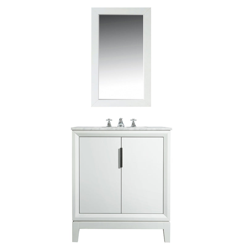 Water Creation Elizabeth 30" Single Sink Carrara White Marble Vanity in Pure White with Matching Mirror(s) VEL030CWPW01 - Model Bath