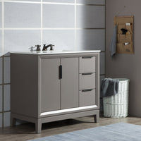 Water Creation Elizabeth 36" Single Sink Carrara White Marble Vanity in Cashmere Grey VEL036CWCG00 - Model Bath