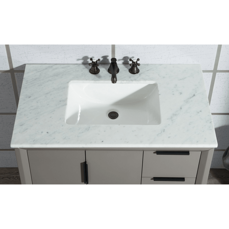 Water Creation Elizabeth 36" Single Sink Carrara White Marble Vanity in Cashmere Grey VEL036CWCG00 - Model Bath