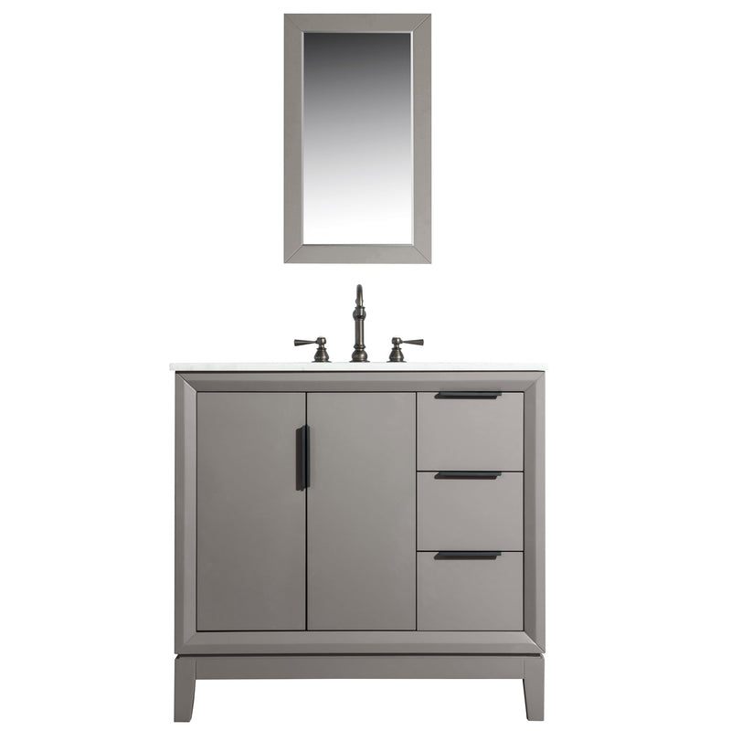 Water Creation Elizabeth 36" Single Sink Carrara White Marble Vanity in Cashmere Grey VEL036CWCG00 - Model Bath