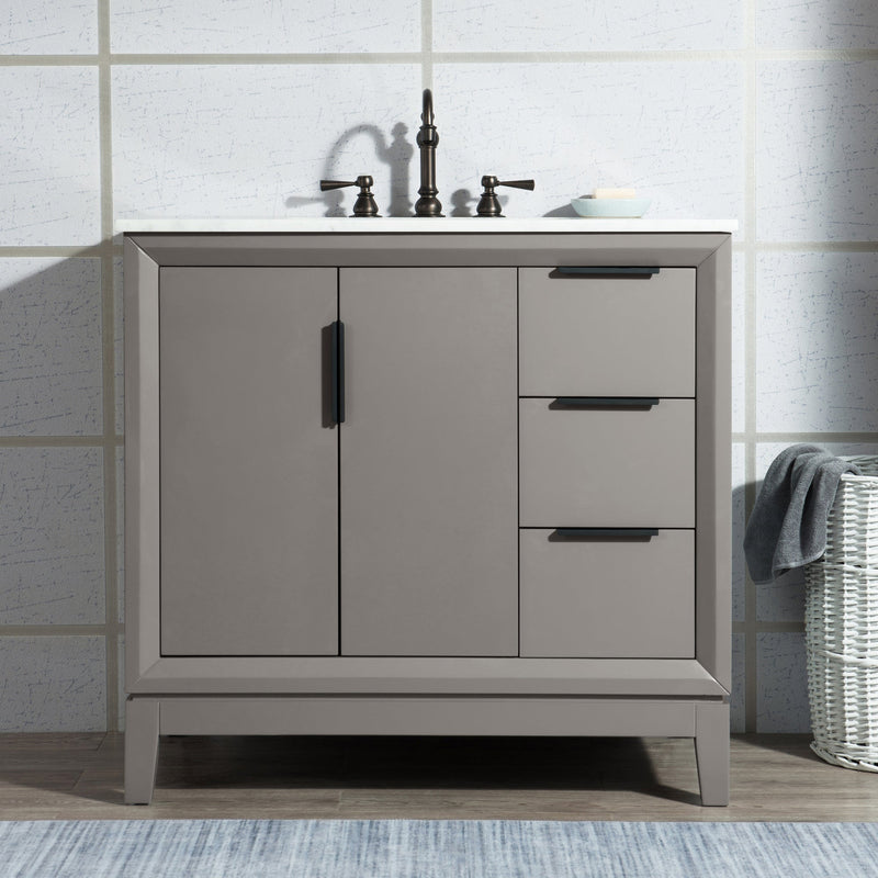Water Creation Elizabeth 36" Single Sink Carrara White Marble Vanity in Cashmere Grey VEL036CWCG00 - Model Bath