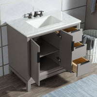 Water Creation Elizabeth 36" Single Sink Carrara White Marble Vanity in Cashmere Grey VEL036CWCG00 - Model Bath