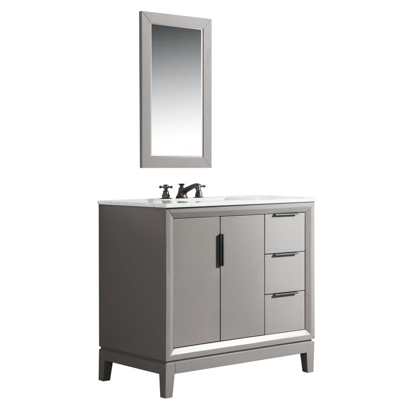 Water Creation Elizabeth 36" Single Sink Carrara White Marble Vanity in Cashmere Grey VEL036CWCG00 - Model Bath