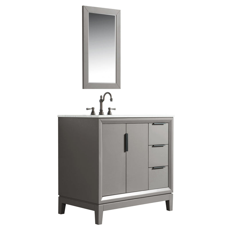 Water Creation Elizabeth 36" Single Sink Carrara White Marble Vanity in Cashmere Grey with F2-0012-03-TL Lavatory Faucet(s) VEL036CWCG27 - Model Bath