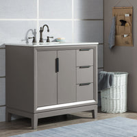 Water Creation Elizabeth 36" Single Sink Carrara White Marble Vanity in Cashmere Grey with F2-0012-03-TL Lavatory Faucet(s) VEL036CWCG27 - Model Bath