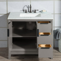 Water Creation Elizabeth 36" Single Sink Carrara White Marble Vanity in Cashmere Grey with F2-0012-03-TL Lavatory Faucet(s) VEL036CWCG27 - Model Bath