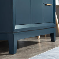 Water Creation Elizabeth 36" Single Sink Carrara White Marble Vanity in Monarch Blue VEL036CWMB00 - Model Bath
