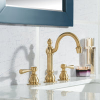 Water Creation Elizabeth 36" Single Sink Carrara White Marble Vanity in Monarch Blue VEL036CWMB00 - Model Bath