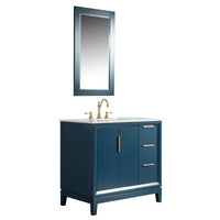 Water Creation Elizabeth 36" Single Sink Carrara White Marble Vanity in Monarch Blue VEL036CWMB00 - Model Bath
