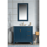 Water Creation Elizabeth 36" Single Sink Carrara White Marble Vanity in Monarch Blue with Matching Mirror(s) VEL036CWMB01 - Model Bath
