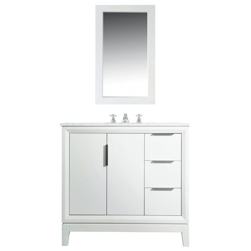 Water Creation Elizabeth 36" Single Sink Carrara White Marble Vanity in Pure White VEL036CWPW00 - Model Bath