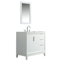 Water Creation Elizabeth 36" Single Sink Carrara White Marble Vanity in Pure White with F2-0012-01-TL Lavatory Faucet(s) VEL036CWPW47 - Model Bath