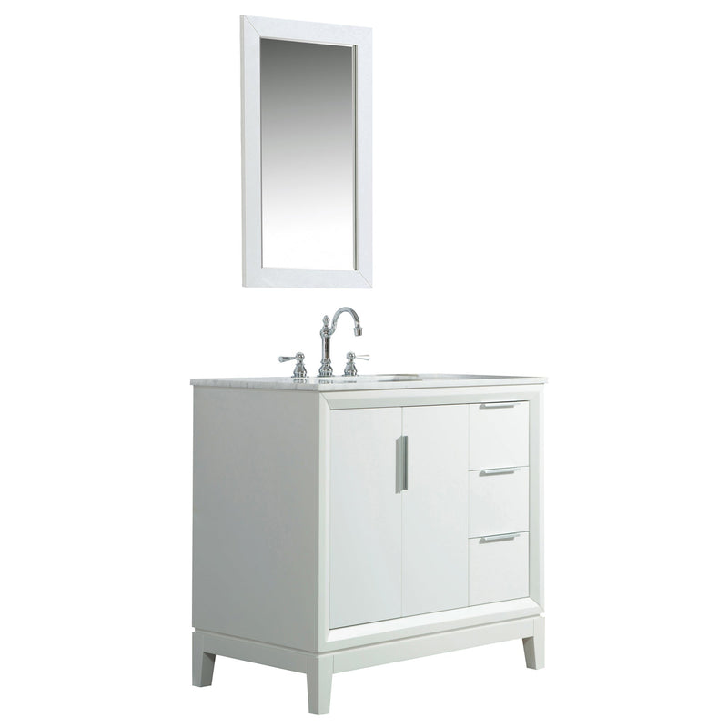 Water Creation Elizabeth 36" Single Sink Carrara White Marble Vanity in Pure White with F2-0012-01-TL Lavatory Faucet(s) VEL036CWPW47 - Model Bath