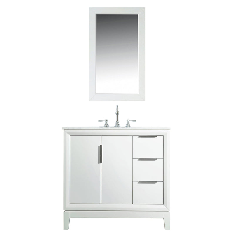Water Creation Elizabeth 36" Single Sink Carrara White Marble Vanity in Pure White with F2-0012-01-TL Lavatory Faucet(s) VEL036CWPW47 - Model Bath