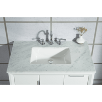 Water Creation Elizabeth 36" Single Sink Carrara White Marble Vanity in Pure White with F2-0012-01-TL Lavatory Faucet(s) VEL036CWPW47 - Model Bath