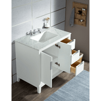 Water Creation Elizabeth 36" Single Sink Carrara White Marble Vanity in Pure White with Matching Mirror(s) VEL036CWPW01 - Model Bath