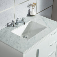 Water Creation Elizabeth 36" Single Sink Carrara White Marble Vanity in Pure White with Matching Mirror(s) VEL036CWPW01 - Model Bath