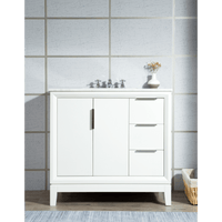 Water Creation Elizabeth 36" Single Sink Carrara White Marble Vanity in Pure White with Matching Mirror(s) VEL036CWPW01 - Model Bath