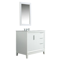 Water Creation Elizabeth 36" Single Sink Carrara White Marble Vanity in Pure White with Matching Mirror(s) VEL036CWPW01 - Model Bath