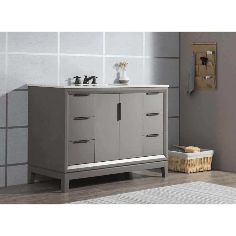 Water Creation Elizabeth 48" Single Sink Carrara White Marble Vanity in Cashmere Grey VEL048CWCG00 - Model Bath