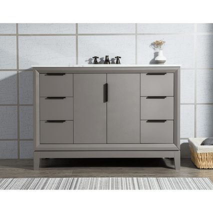 Water Creation Elizabeth 48" Single Sink Carrara White Marble Vanity in Cashmere Grey with F2-0009-03-BX Lavatory Faucet(s) VEL048CWCG12 - Model Bath