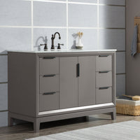 Water Creation Elizabeth 48" Single Sink Carrara White Marble Vanity in Cashmere Grey with F2-0012-03-TL Lavatory Faucet(s) VEL048CWCG27 - Model Bath
