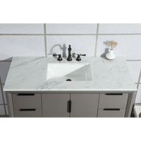 Water Creation Elizabeth 48" Single Sink Carrara White Marble Vanity in Cashmere Grey with F2-0012-03-TL Lavatory Faucet(s) VEL048CWCG27 - Model Bath